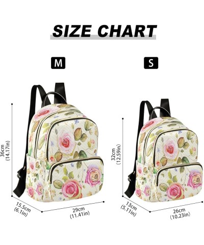 Painted Rose Flowers Women Backpack Purse Ladies Fashion Shoulder Bag Daypack Travel Bag 10L Medium $18.89 Backpacks