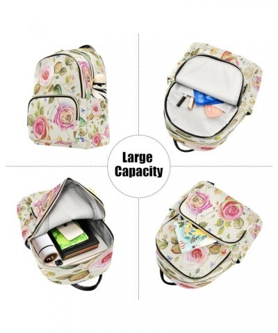 Painted Rose Flowers Women Backpack Purse Ladies Fashion Shoulder Bag Daypack Travel Bag 10L Medium $18.89 Backpacks