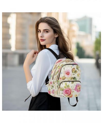 Painted Rose Flowers Women Backpack Purse Ladies Fashion Shoulder Bag Daypack Travel Bag 10L Medium $18.89 Backpacks