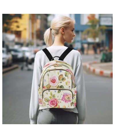 Painted Rose Flowers Women Backpack Purse Ladies Fashion Shoulder Bag Daypack Travel Bag 10L Medium $18.89 Backpacks