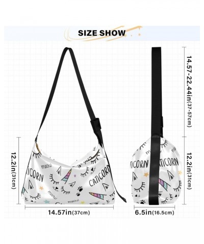 Cat Unicorn Hobo Bags for Women Leather Purses Crossbody Bag Handbag Shoulder Bag for Travel Work Gifts $13.20 Hobo Bags