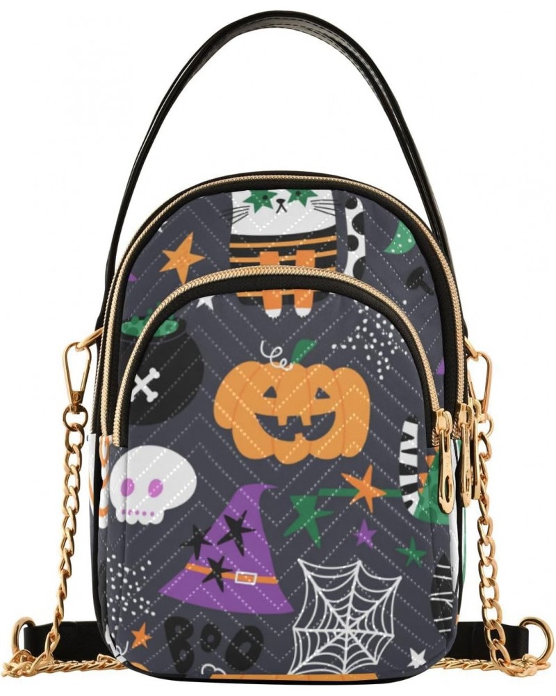 Halloween Boo Cats Crossbody Bags for Women Crossbody Bag Mini Messenger Shoulder Bag with Chain Strap for Daily Use $13.00 S...