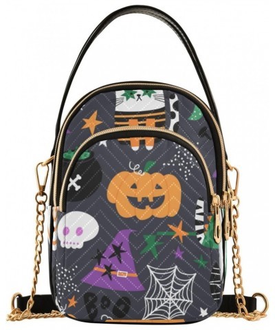 Halloween Boo Cats Crossbody Bags for Women Crossbody Bag Mini Messenger Shoulder Bag with Chain Strap for Daily Use $13.00 S...