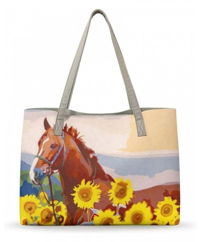 Yuuxorilu Women Purses and Handbags Top Handle Satchel Sunflower Horse $18.48 Handbags