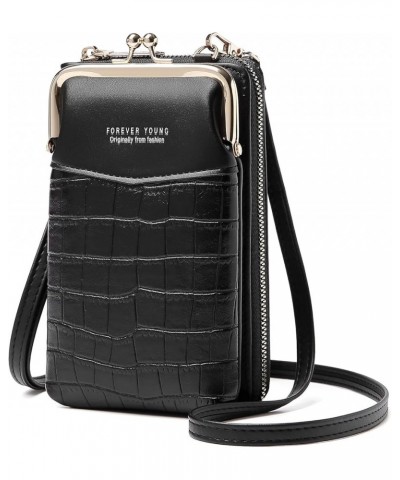 Lightweight Crossbody Cell Phone Purse for Women, PU Leather Shoulder Bag Card Holder Wallet Black $10.35 Crossbody Bags