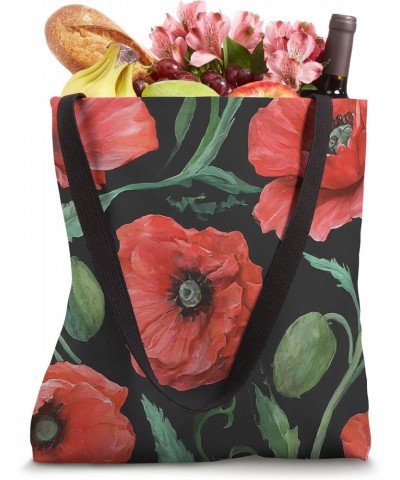 Red Poppy Ladybug Vintage Cottagecore Flowers Tote Bag $11.25 Totes