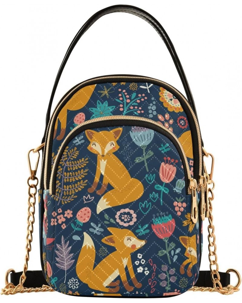 Colorful Fox Cute Thanksgiving Crossbody Bags for Women Crossbody Purse Fashion Tote with Chain Strap for Carry on $13.25 Totes