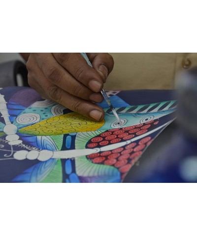 Women's Hand Painted Leather Two Fold Wallet Dancing Dragonflies Blue $24.45 Clutches