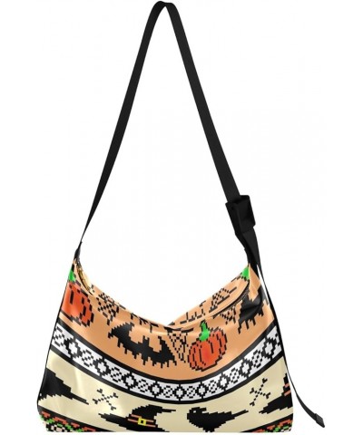 Fall Black Birds PU Leather Crossbody Bags Shoulder Purse Crossbody Bags for Women Trendy Halloween Tribal Pattern $21.82 Totes