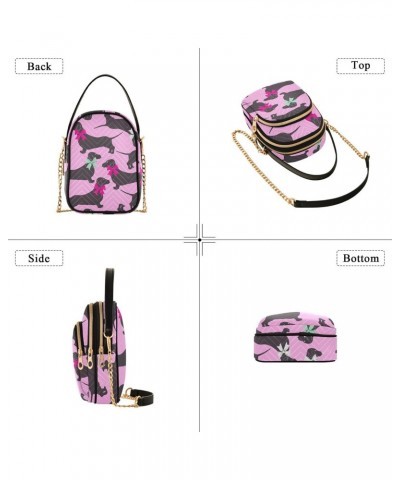 Dogs Dachshunds Pink Crossbody Bags for Women with Shoulder Strap Cell Phone Purse Trendy Shoulder Handbags Wallet Traveling ...