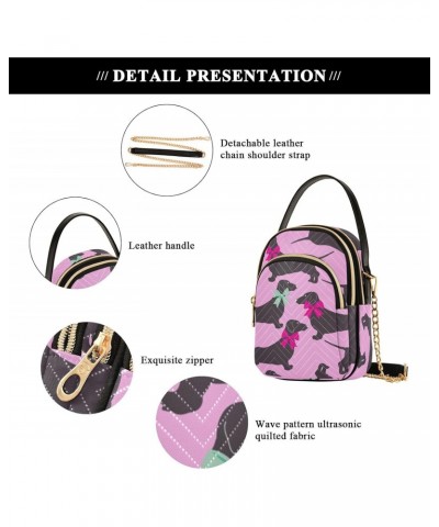 Dogs Dachshunds Pink Crossbody Bags for Women with Shoulder Strap Cell Phone Purse Trendy Shoulder Handbags Wallet Traveling ...