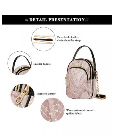 Pink Marble Golden Splatter Crossbody Bag Small Shoulder Handbags Leather Purse for Women $10.92 Crossbody Bags