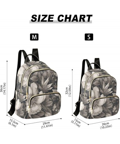 Medium Fashion Backpack for Women Black Flowre Sketch Print Ladies Travel Daypack Aesthetic Shoulder Bag 11.4×6.1×14.1 IN $14...