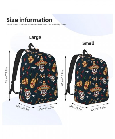 Mexican Skull Print Unisex Canvas Backpack Cute Backpack For Travel Sports Casual Aesthetic Backpack Black Small $22.45 Backp...