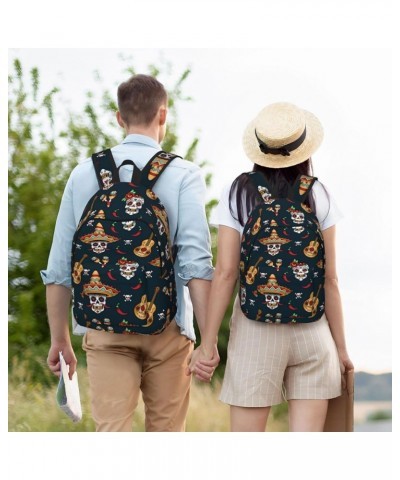 Mexican Skull Print Unisex Canvas Backpack Cute Backpack For Travel Sports Casual Aesthetic Backpack Black Small $22.45 Backp...