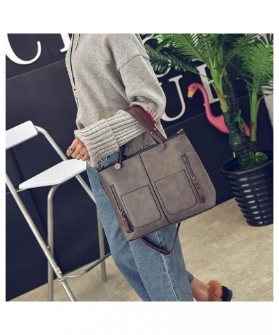 Top Handle Tote Bag for Women Multi Pocket Handbag Retro Shoulder Bag Soft Faux Leather Crossbody Bag Purse Black $28.97 Totes