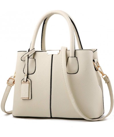 Women's Pu Leather Single Shoulder Bag Delicate Oblique Satchel Zipper Handbag Beige $22.18 Satchels