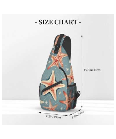 Retro Starfish Ocean Sea Crossbody Sling Bag for Men Women Sling Backpack Shoulder Bag Casual Hiking Daypack Chest Bag for Tr...