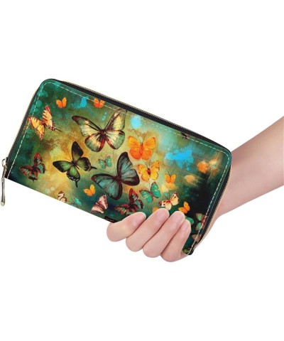 Long Wallet for Women Large Capacity Wallet Butterfly Flower Print Credit Card Holder PU Leather Clutch Purse Phone Wallet Co...