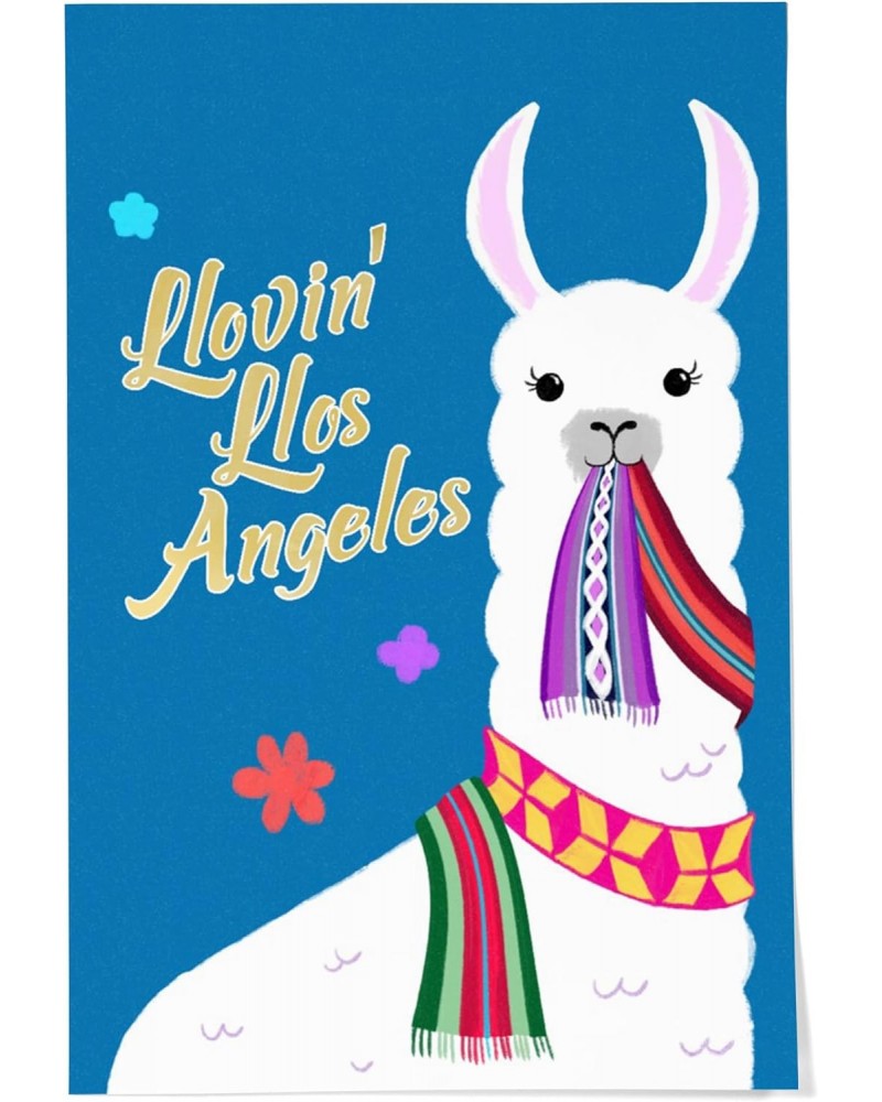 24x36 Inch Giclee Print, Los Angeles, California, Lovin' Llama, Blue $26.49 Totes