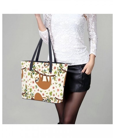 Womens Handbag Sloth Leather Tote Bag Top Handle Satchel Bags For Lady $15.40 Totes