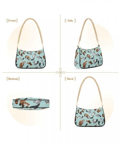 Cute Red Panda and Raccoon Shoulder Bags for Women Small Handbags Mini Clutch Purse $15.29 Shoulder Bags