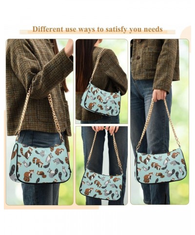 Cute Red Panda and Raccoon Shoulder Bags for Women Small Handbags Mini Clutch Purse $15.29 Shoulder Bags