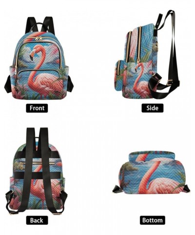 Ceramic Tile Pattern Backpack Purses Quilted Backpack with Luggage Strap Pink Flamingo Blue Ocean Small $22.61 Backpacks