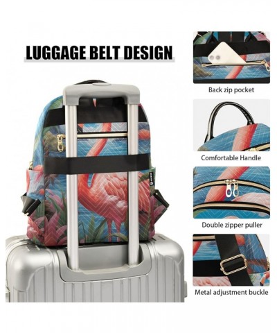 Ceramic Tile Pattern Backpack Purses Quilted Backpack with Luggage Strap Pink Flamingo Blue Ocean Small $22.61 Backpacks