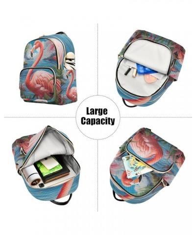 Ceramic Tile Pattern Backpack Purses Quilted Backpack with Luggage Strap Pink Flamingo Blue Ocean Small $22.61 Backpacks