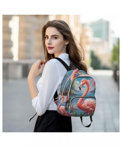 Ceramic Tile Pattern Backpack Purses Quilted Backpack with Luggage Strap Pink Flamingo Blue Ocean Small $22.61 Backpacks