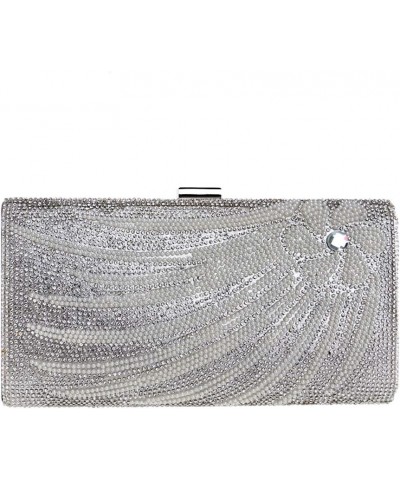 Wedding Clutch Purse Women Evening Bag Chain Dress Handbag Crystal Silver $34.69 Evening Bags