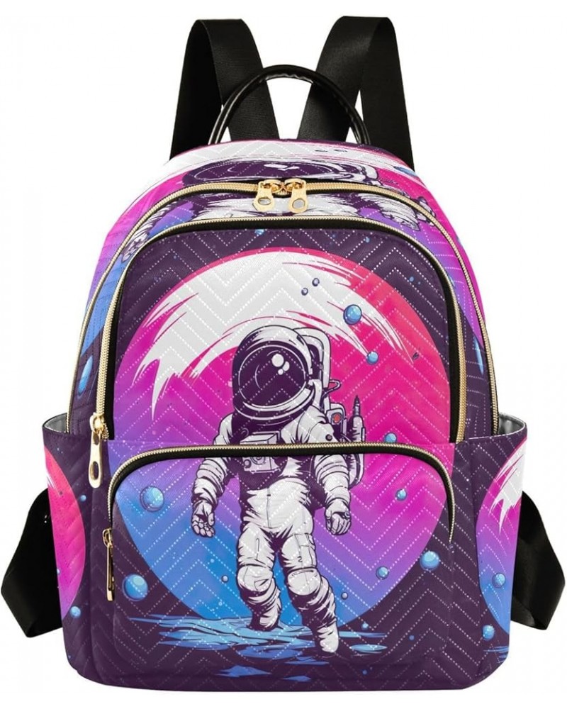 Astronaut Pink Quilted Backpack for Women Shoulder Bag Purse Travel Bags for Nurse Daily Work S Small $12.71 Backpacks