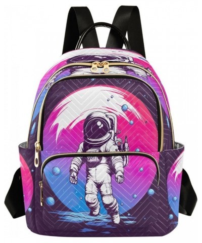 Astronaut Pink Quilted Backpack for Women Shoulder Bag Purse Travel Bags for Nurse Daily Work S Small $12.71 Backpacks