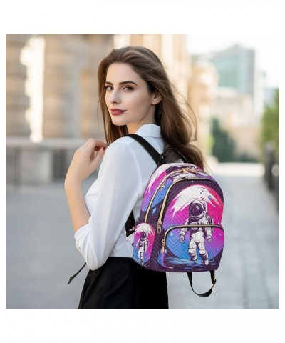 Astronaut Pink Quilted Backpack for Women Shoulder Bag Purse Travel Bags for Nurse Daily Work S Small $12.71 Backpacks