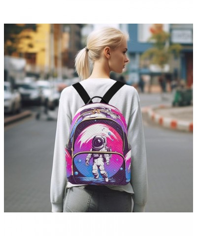 Astronaut Pink Quilted Backpack for Women Shoulder Bag Purse Travel Bags for Nurse Daily Work S Small $12.71 Backpacks