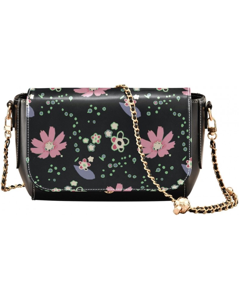 Ditsy Floral Crossbody Bags for Women Retro Cross Body Purse Small PU Leather Shoulder Handbags with Chain Strap $15.40 Cross...