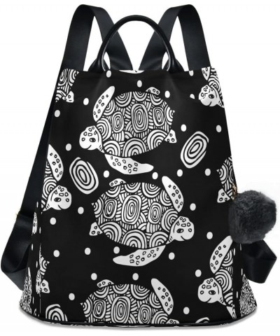 Polka Dot Sea Turtle Black Women Backpack Anti-theft Handbag Purse Travel Bag Fashion Shoulder Bags $21.99 Backpacks