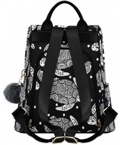 Polka Dot Sea Turtle Black Women Backpack Anti-theft Handbag Purse Travel Bag Fashion Shoulder Bags $21.99 Backpacks