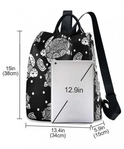 Polka Dot Sea Turtle Black Women Backpack Anti-theft Handbag Purse Travel Bag Fashion Shoulder Bags $21.99 Backpacks