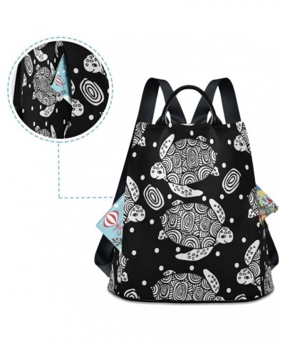 Polka Dot Sea Turtle Black Women Backpack Anti-theft Handbag Purse Travel Bag Fashion Shoulder Bags $21.99 Backpacks