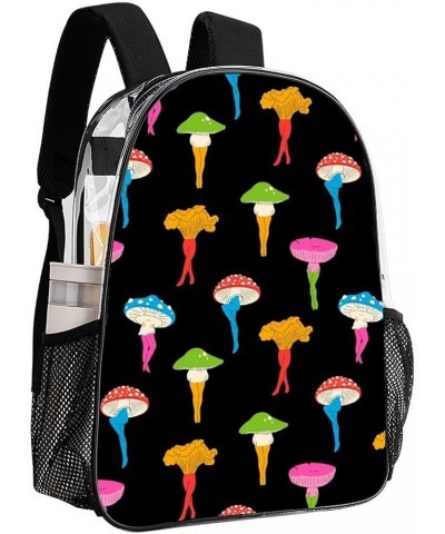 Clear PVC Backpack Compatible with Cute Mushrooms Ladies Funny Mushroom Butt, Stadium Approved Backpack with Adjustable Strap...