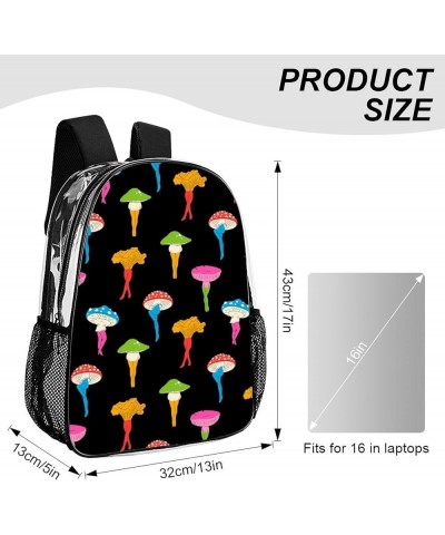 Clear PVC Backpack Compatible with Cute Mushrooms Ladies Funny Mushroom Butt, Stadium Approved Backpack with Adjustable Strap...