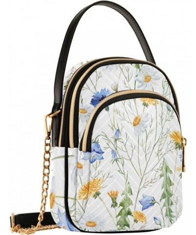 Watercolor Wildflowers Pattern Small Crossbody Sling Bag for Women Cell Phone Purse Bag Shoulder Handbags with 3 Pockets $10....