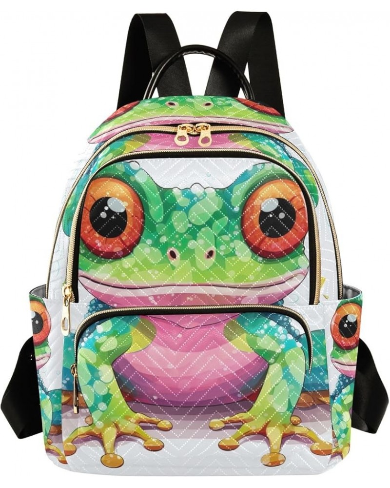 Quilted Backpack Hanukkah Cake Small Backpack for Women Travel Backpack with Luggage Strap Cartoon Frog Pink Green Medium $17...