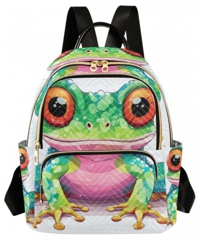 Quilted Backpack Hanukkah Cake Small Backpack for Women Travel Backpack with Luggage Strap Cartoon Frog Pink Green Medium $17...