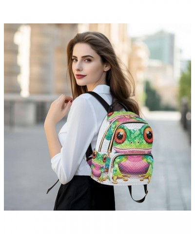 Quilted Backpack Hanukkah Cake Small Backpack for Women Travel Backpack with Luggage Strap Cartoon Frog Pink Green Medium $17...