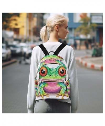 Quilted Backpack Hanukkah Cake Small Backpack for Women Travel Backpack with Luggage Strap Cartoon Frog Pink Green Medium $17...