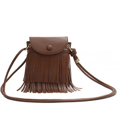 Shoulder Bag for Girl Retro Crossbody Purse with Tassel Lightweight Top Handle Satchel Small Handbag Daily Phone Purse Brown ...