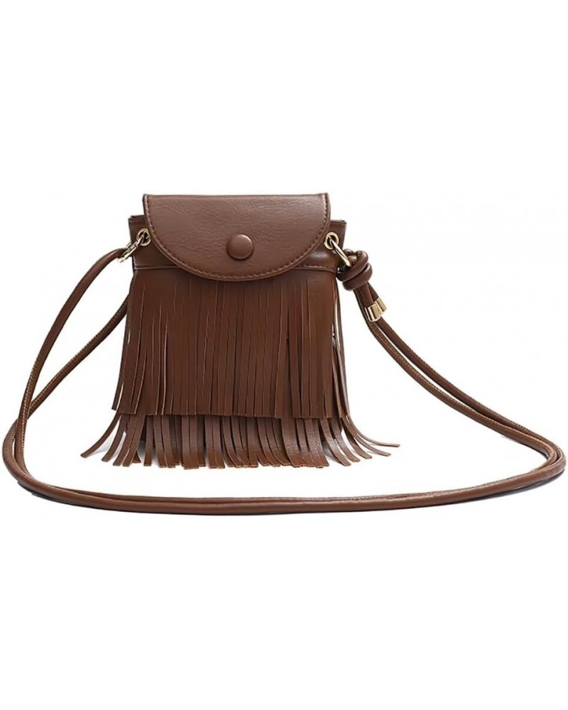 Shoulder Bag for Girl Retro Crossbody Purse with Tassel Lightweight Top Handle Satchel Small Handbag Daily Phone Purse Brown ...